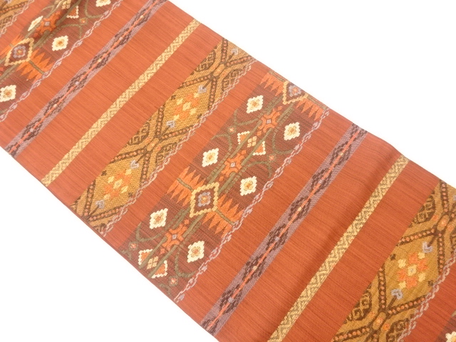 JAPANESE KIMONO / VINTAGE NAGOYA OBI / WOVEN GEOMETRIC & STRIPE